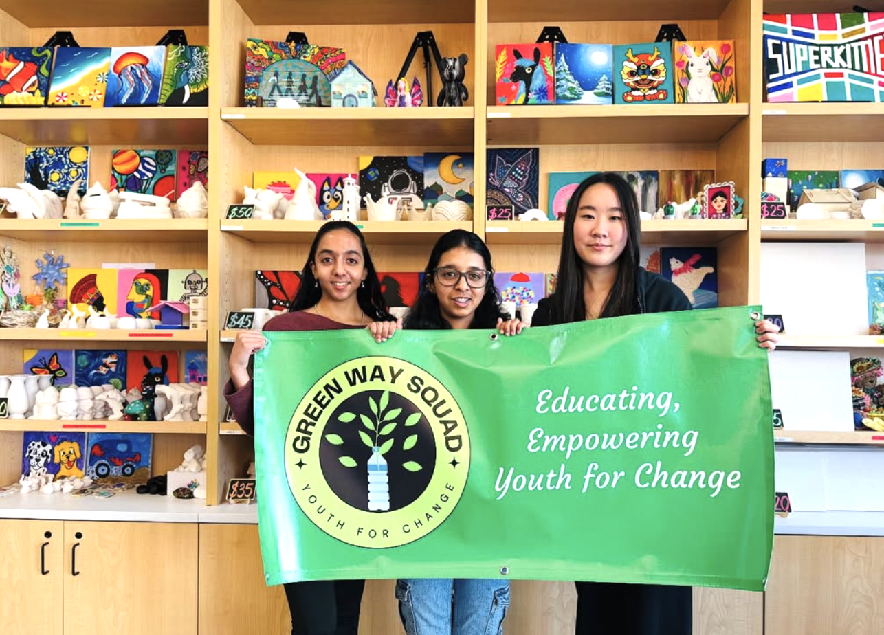 Students collaborating on an eco project